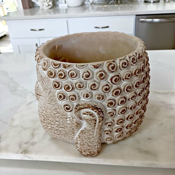 NEW! ORNATE BUDDAH CEMENT PLANTER POT ZEN - Picture 4 of 5